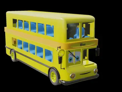 Cartoon Bus Low-poly 3D model