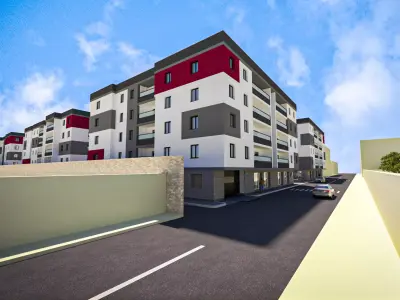 Modern Apartment Complex and Environment Full Exterior 3D Model 3D model