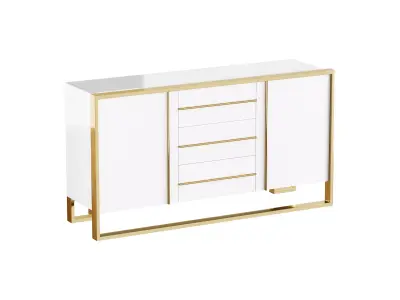 Glossy White Buffet 3D model