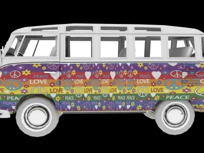 Volkswagen Samba Hippie T1 Bus Low-poly 3D model