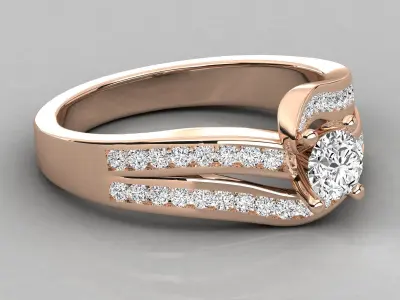 Split Shank Solitaire Swirl Engagement Ring 3D print model