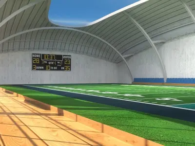 Indoor American Football Field Low-poly 3D model