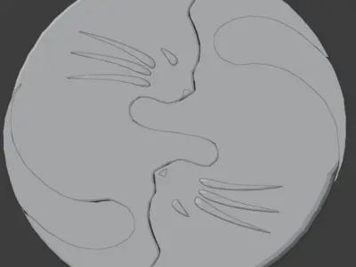 Ying yang cat gato ying yang Free 3D model