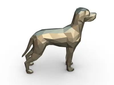 weimaraner low poly dog 3D print model