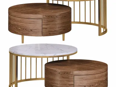 whitewalnut round nesting coffee table by homary 3D model