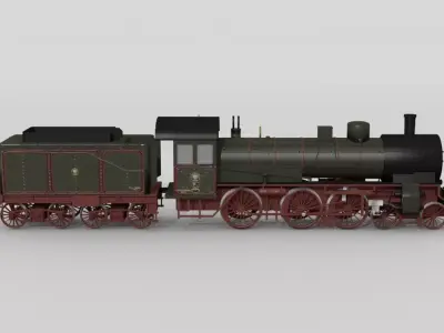 German historical steam locomotive P8 3D model