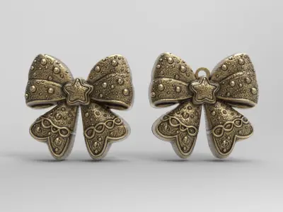 christmas tree star ribbon decor  3D print model