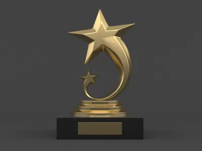 Gold Trophy Cups 3D model 14