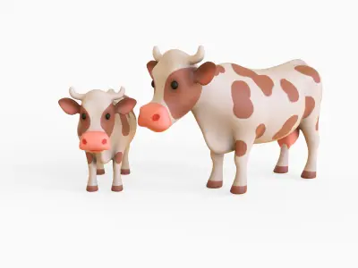  Cartoon Milk Cow Animal 3D Model for Cartoon Characters Low-poly 3D model