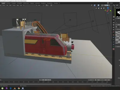 train station Low-poly 3D model