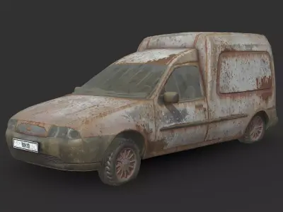 Abandoned Car - Ford Courier Van Low-poly 3D model