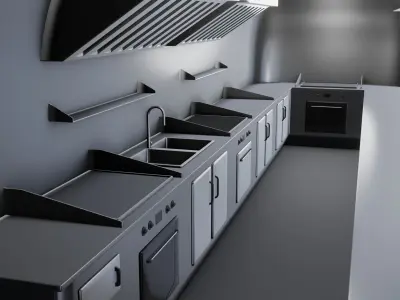 Blue Fast Food Trailer  Low-poly 3D model