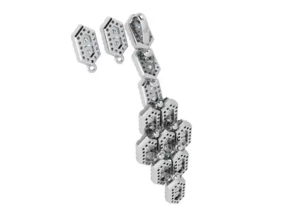 Hexagon Pendant Earring Set 3769 3D print model