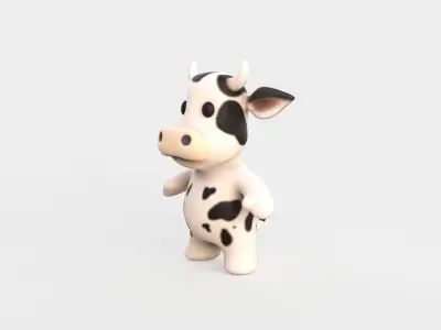 Little animal baby - Cow cute - Animated Low-poly 3D model