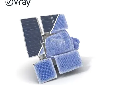 Space Satellite Model Pack with Solar Panels and Engine Low-poly 3D model