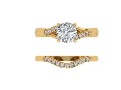 Solitair Ring Bridal Set 3D print model