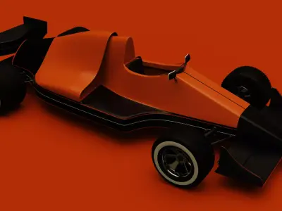Retro Formula Car Low-poly 3D model