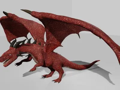 Red Scaled Dragon 3D Character Low-poly 3D model
