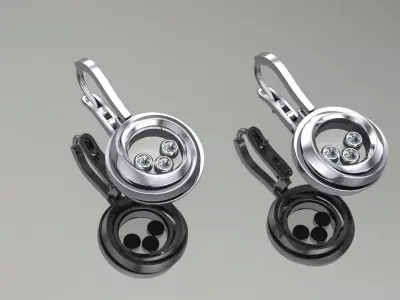 Diamond earrings 3D print model