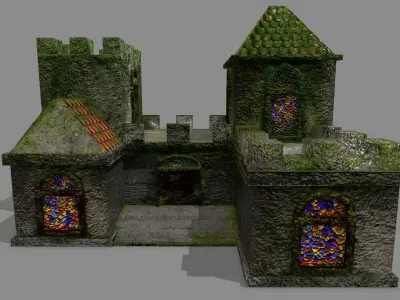 Castle with ivy Low-poly 3D model