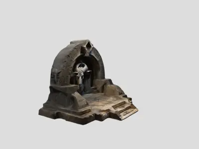 Medieval Modular Wall Altar Stone Low-poly 3D model