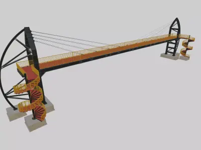 Steel Pedestrian Bridge-Spiral Stair-Sailing Type-16 3D model