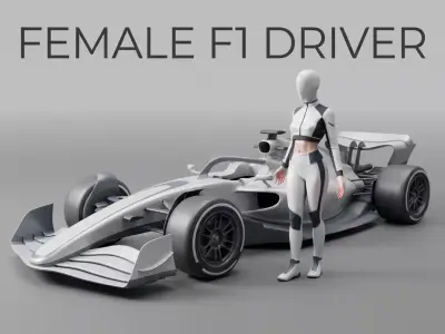 F1 Driver Female Low And high Poly Low-poly 3D model