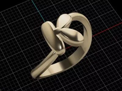 K alphabet baypass ring 3D print model