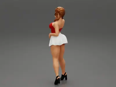 Sexy woman wearing mini skirt in a sexy pose 3D print model