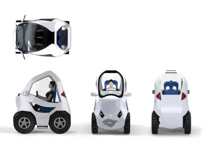 Electric City Car for a GIRL Free 3D model