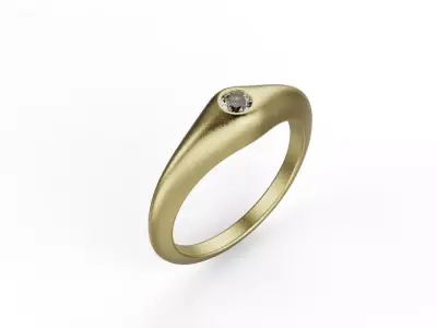 One stone gem diamond ring 3D print model 3D print model