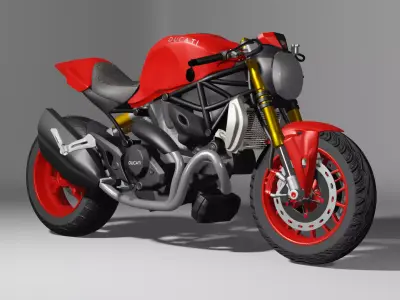DUCATI MONSTER 1200 Cafe Racer Low-poly 3D model
