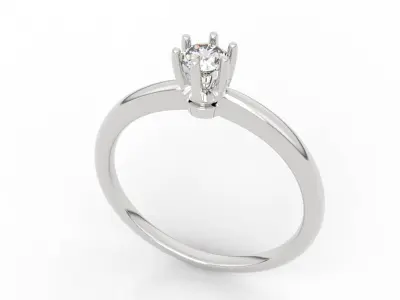 Solitaire engagement ring 3D print model 16