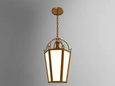 lantern J pendant light hanging from chain 3D model