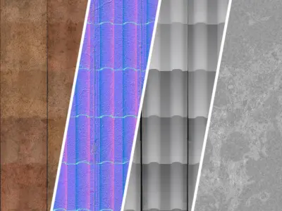 Roof Tile Materials 67- Concrete Roofing by Sbsar  Seamless Pbr Texture