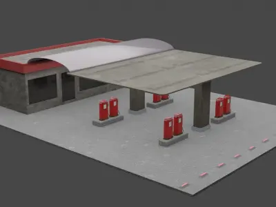 Petrol Station  Low-poly 3D model