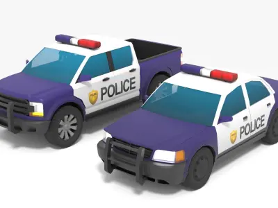 Low-poly stylized police cars pack Low-poly 3D model