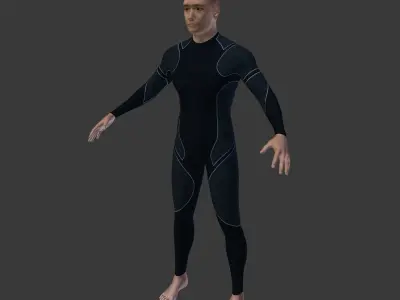  Surfer -- 3 Skin Textures Low-poly 3D model