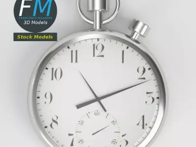 Pocketwatch silver pocket watch 3D model