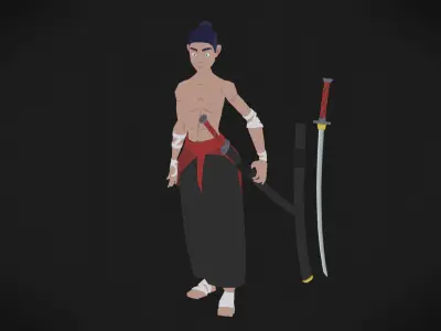 Colorly - Samurai Guy - Game Ready - Rigged - Customizable Low-poly 3D model