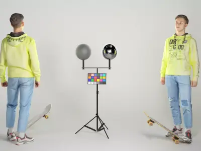 Young man on skateboard 333 Low-poly 3D model