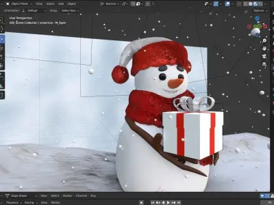Animated Snowman GiftBox 3D model