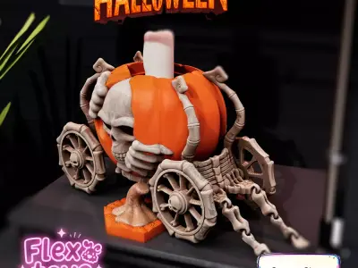Flexi Pumpkin Carriage  3D Printable Toy and Candle Holder 3D print model