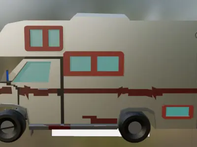 CARAVAN LOW POLY STYLE Low-poly 3D model