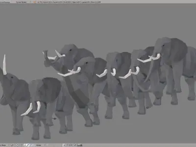 Elephants elephant with tusks Low-poly 3D model