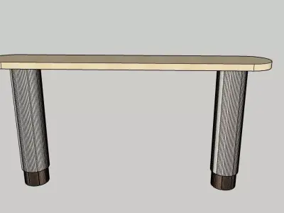 Modern Luxury Console Table velvet beige  and oak Wood Low-poly 3D model