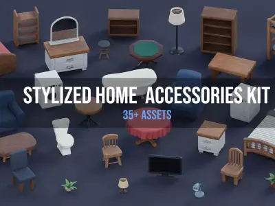 Stylized Home Interior Kit 3D model