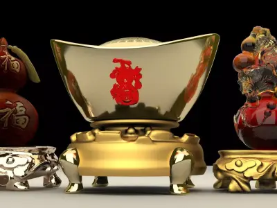 Chinese gold Ingot   3D model