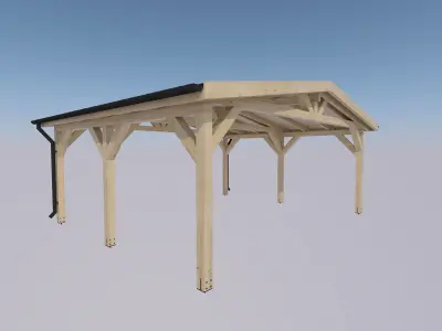 wood carport wiata samochodowa 6x5m 3D model