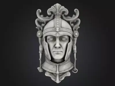 Roman Centurion Marble Relief Low-poly 3D model